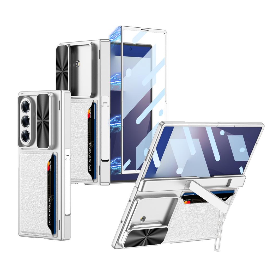 Suitable for Samsung Z Fold7 Mobile Phone Case Folding Screen Business Leather Card Bag Push Window Magnetic Suction Protection Case