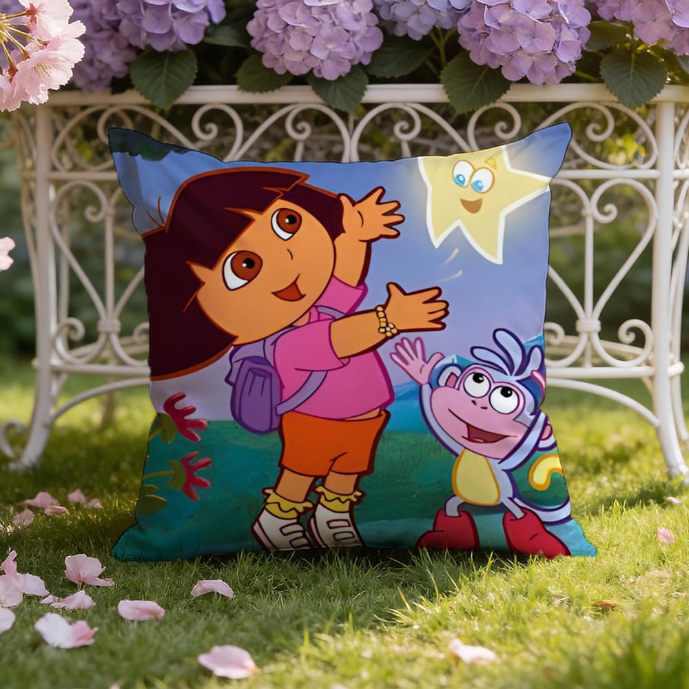 Anime Cute D-Dora the E-Explorer Cushion Cover Home & Car Dual-Scene Pillow Cover: Reversible for Premium Comfort