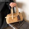 Belt Buckle Design Top-handle Bags For Women Soft Suede Large Capacity Shoulder Cross Body Bag Winter Designer Handbags