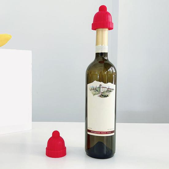 Silikon vinflaskpropp vakuumtätning återanvändbar hatt vinpropp för färskhetsbevarande kreativ dekorativ dryckeslock