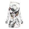 Women's Warm Plush Hooded Button Jacket Large Size Floral Plants Print With Pockets