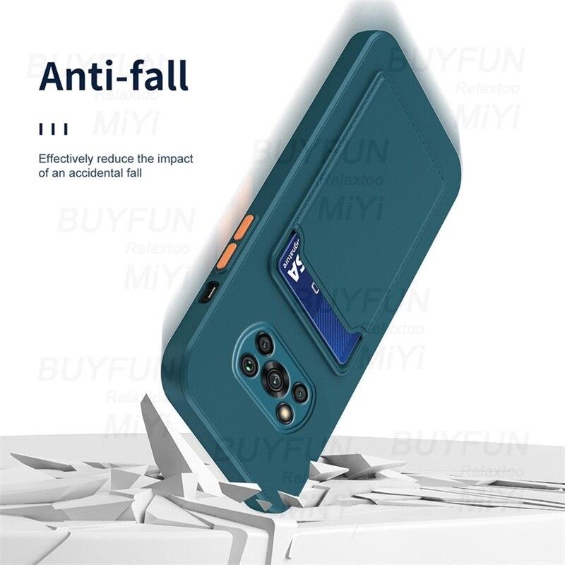 X3poco Fall Candy Farbe Brieftasche Karte Slot Weiche Silikon Telefon Abdeckungen für Xiaomi Poco Poko Wenig X 3 X3 Pro nfc Stoßfest Coque
