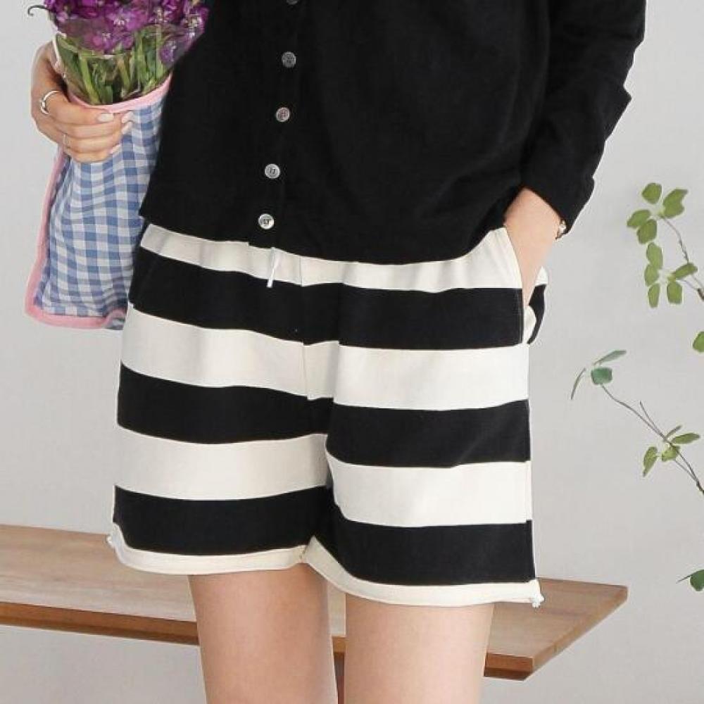 New Arrivals Open Run Stripe Pants Banding Bowtie Shorts