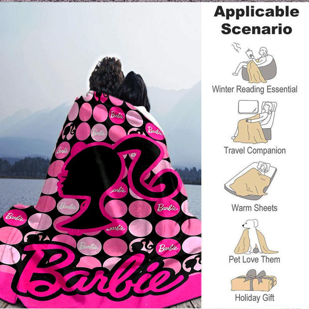 1pc Barbie, Doll Flannel Throw Blanket Soft, Warm & Cozy for Couch, Bed, Office, and Travel Versatile All Season Gift, Christmas present