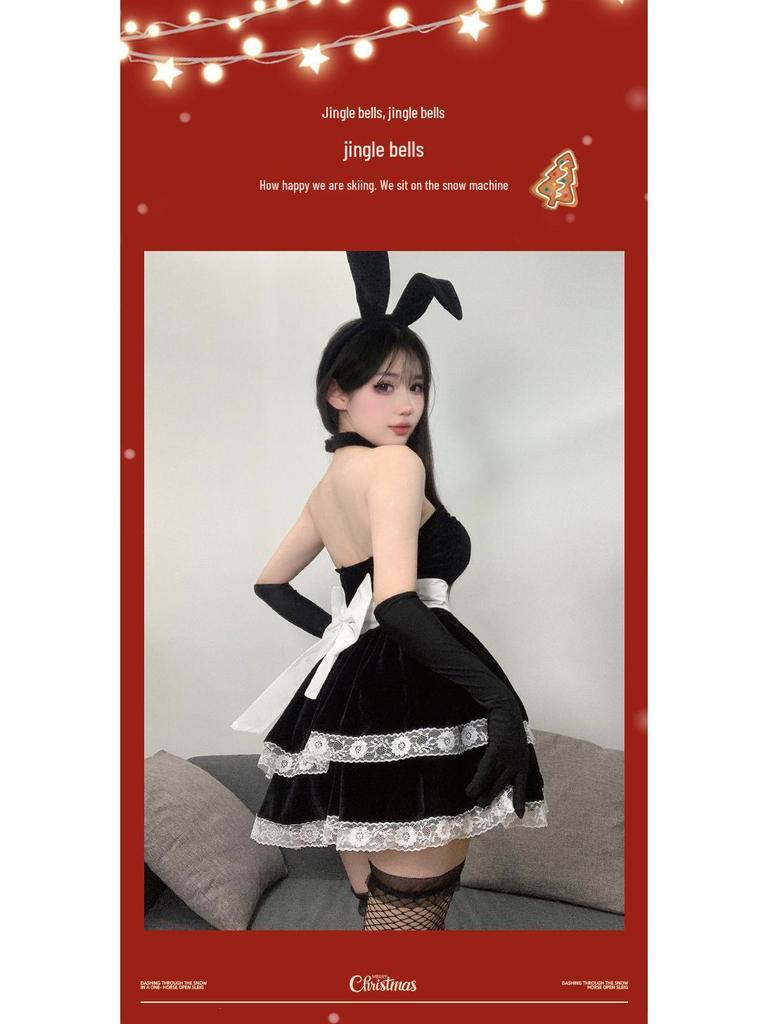 2025 Temptation Lingerie Bunny Girl Christmas Cosplay Set for Women