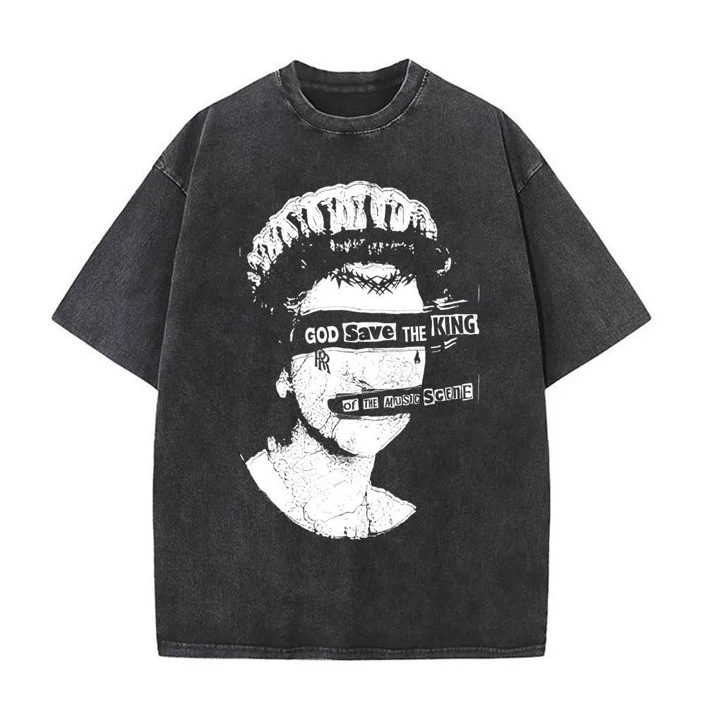 Washed Vintage Rock Band Falling In Reverse Skeleton Print Tshirt Men Women Retro Gothic Punk Tshirts Cotton Oversized T Shirt