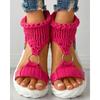 Sandals Women Summer Women Fashion Sexy Beach Wear Flat Shoes Solid Color Braided Knit O-Ring Cutout Platform… More