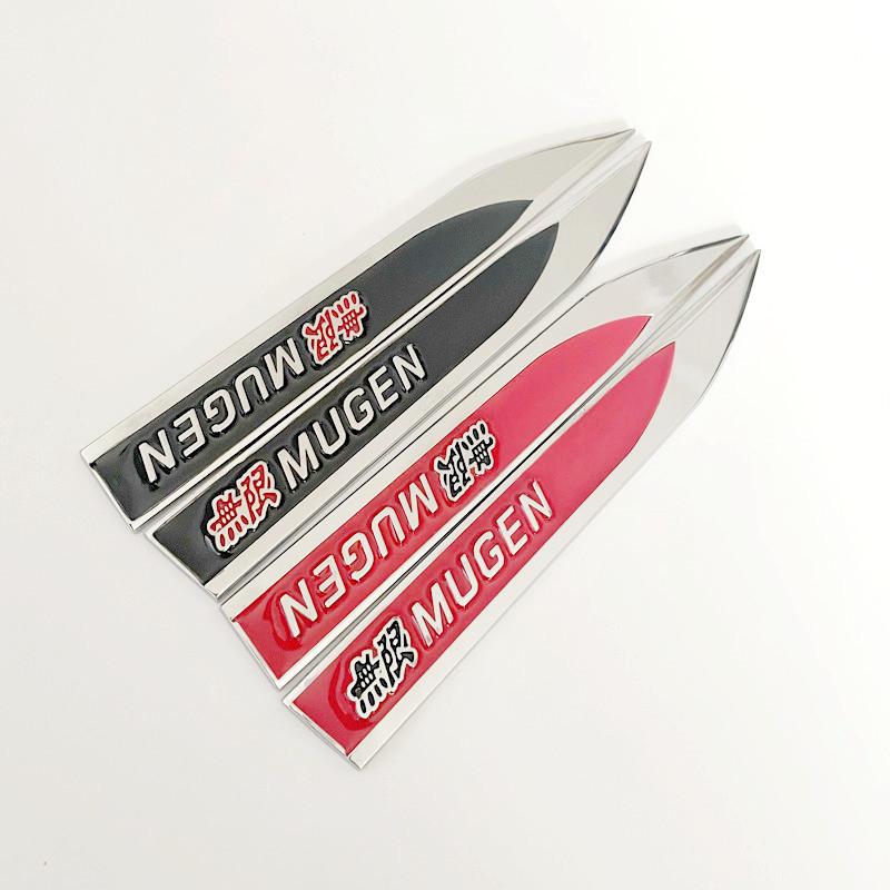 1Pairs 3D Metal Mugen Side Fender Emblem Badge Sticker Car Body Styling Accessories For Honda Civic Odyssey Accord CR-V FIT City