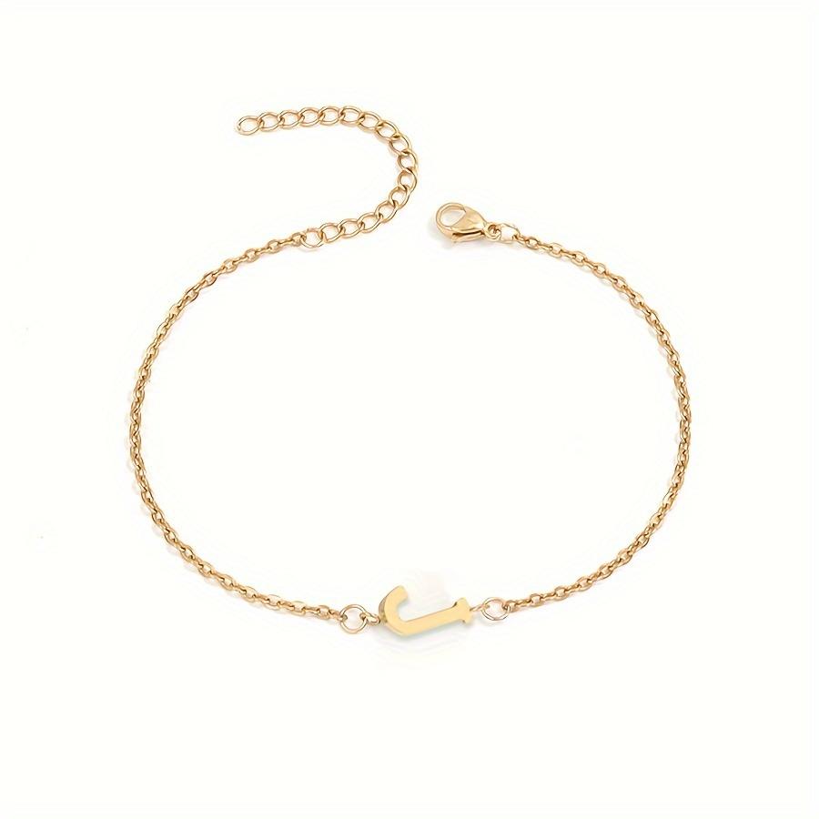 1pc Letter Shape Beads Thin Chain Bracelet, Simple Minimalist Hand Chain Unisex Jewelry Decoration
