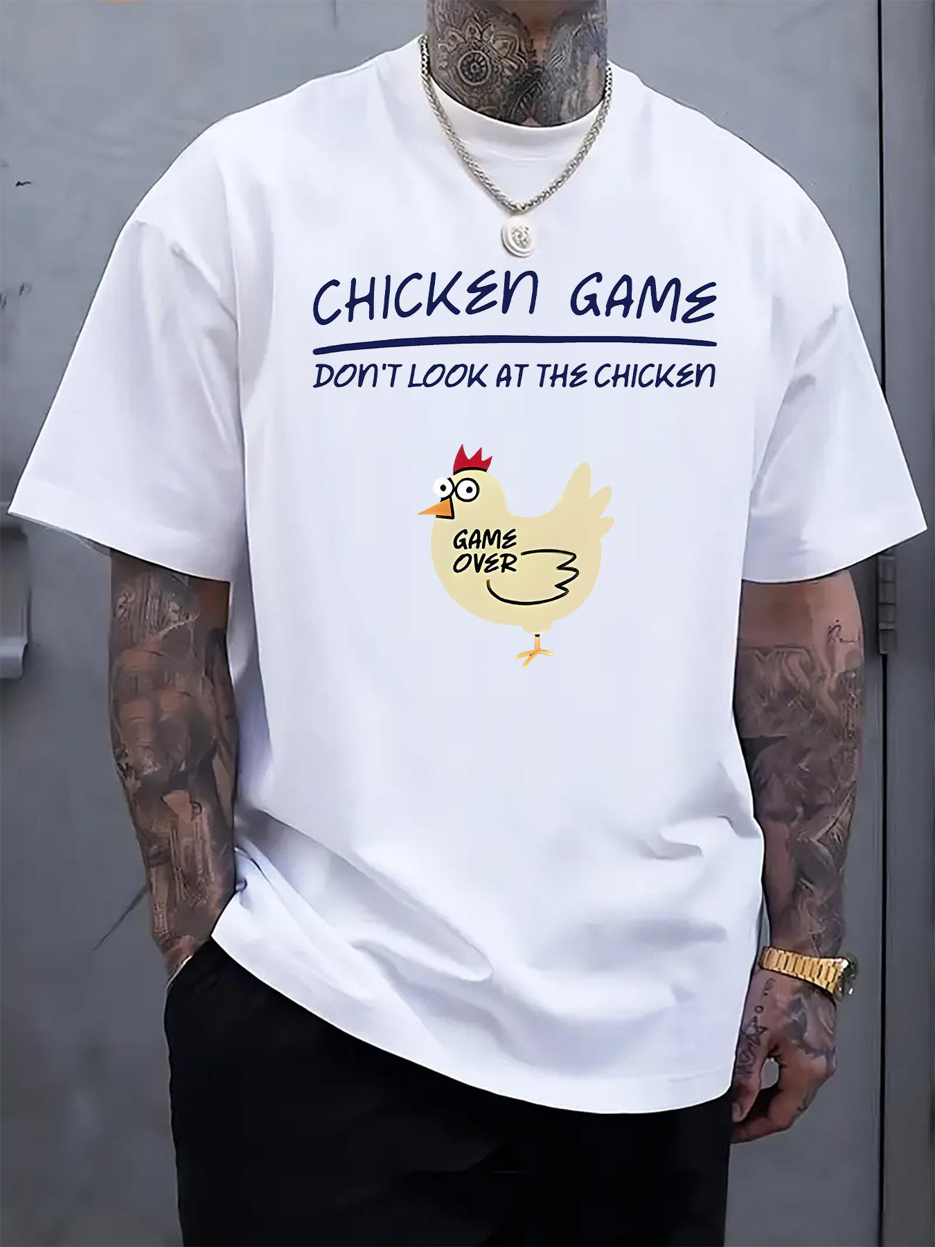 Casual Short Sleeve Tshirt with Chicken Game Don t Look a... XXXXL