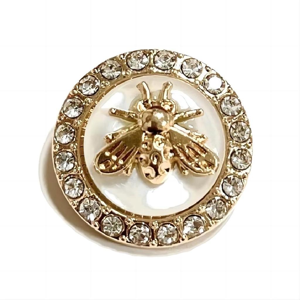 6Pcs Round Flower Shape Metal Luxury Brand Sewing Buttons Clothing Accessories Handmade Diy Material Decoration Gold Black  Blue