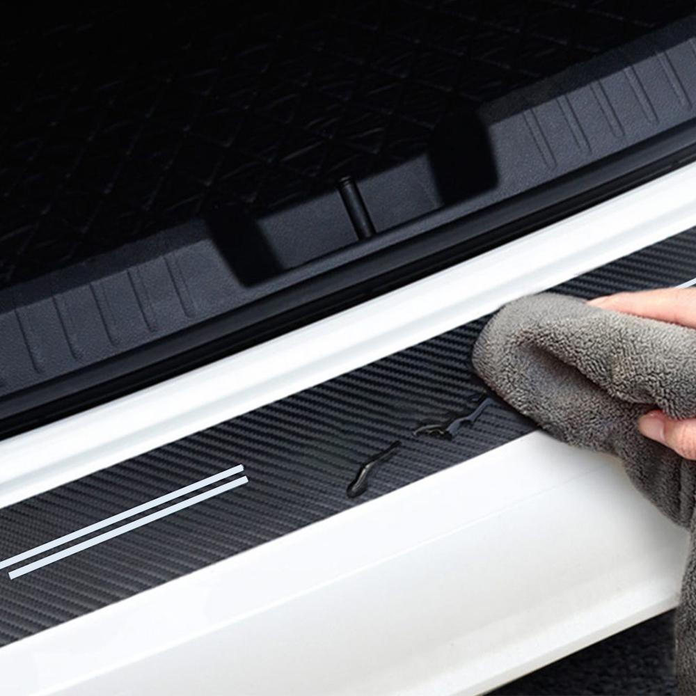 4Pcs Leather Carbon Fiber Car Door Sill Protector Strip Stickers for Volkswagen VW RLine Golf 4 5 Bora Polo Beetle Tiguan GTI B7