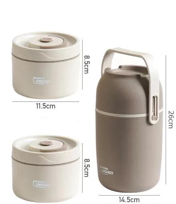 304 Stainless Steel Insulated Lunch Box, Student Office Worker Lunch Box, Portable Multi-layer Circular Lunch Box