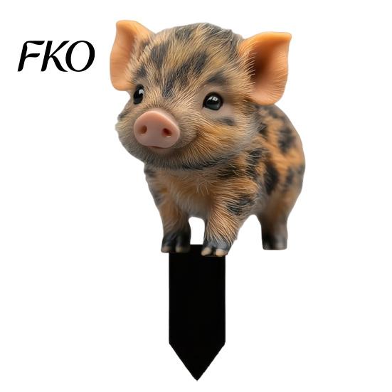 Cute Pig Garden Decoration Piggy Stake, 2D Acrylic Piglet Yard Art Stake Waterproof Outdoor Animal for Lawn Flower Bed Planter Sign A