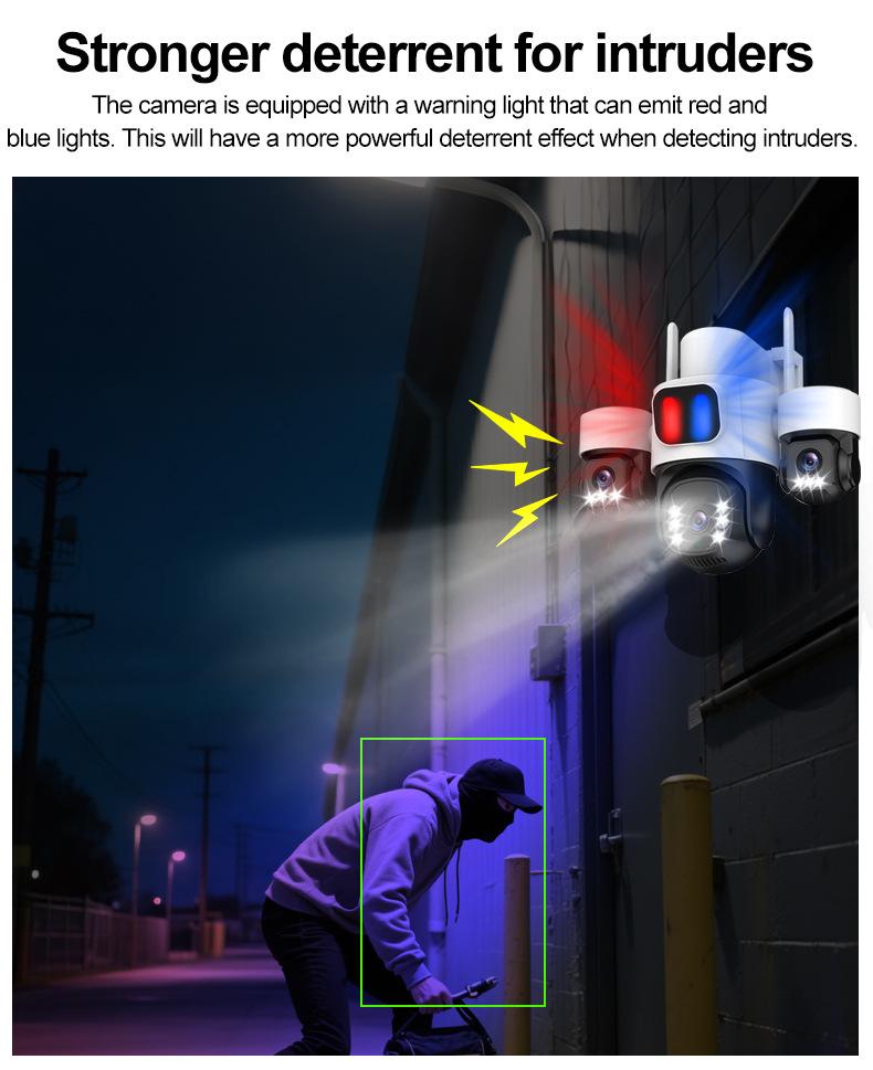 6MP Ultra HD 4G Solar Outdoor WiFi Surveillance Camera with Three Lenses