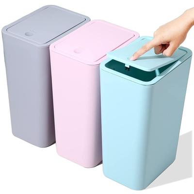 Bathroom Compact Trash Can with Lid with Pop-Up Lid for Bedroom, Office, Kitchen, Craft Room