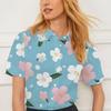 Short-sleeved shirt summer lapel women's tops flower pattern design suitable for going out casual women's fashion
