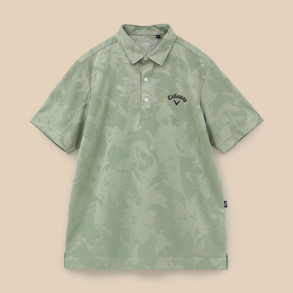 Callaway Short Sleeve Polo Shirt UV Golf C24134117 Men's (Floral Print, Moisture-Wicking, Quick-Drying, Protection) / / 1181_Khaki
