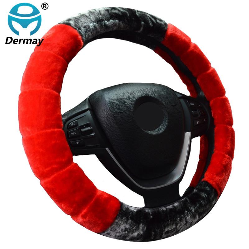 4 Colors Winter Warm FUR STEERING WHEEL COVER Size M Fit 14-15" Steering Wheel 95% Cars Free Shipping