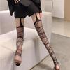 Sexy Dark Punk Fishnet Garters: Japanese Y2K Style Black Silk Stockings