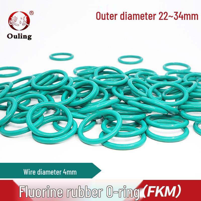 Green Fluororubber O-ring, 22-34mm OD, 4mm Wire Diameter OD 22mm x 4mm (5 pcs) Green Fluoro Rubber O-Ring