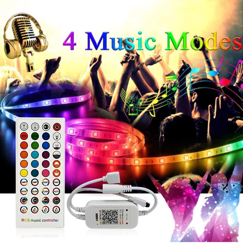 40-Key Infrared LED Bluetooth RGB Music Light Strip Controller, App-Controlled, Dual Connection