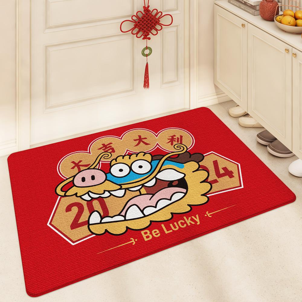 

Праздничный коврик для входной двери в честь года Дракона, износостойкий противоскользящий коврик для безопасного доступа к входной двери 50*80cm