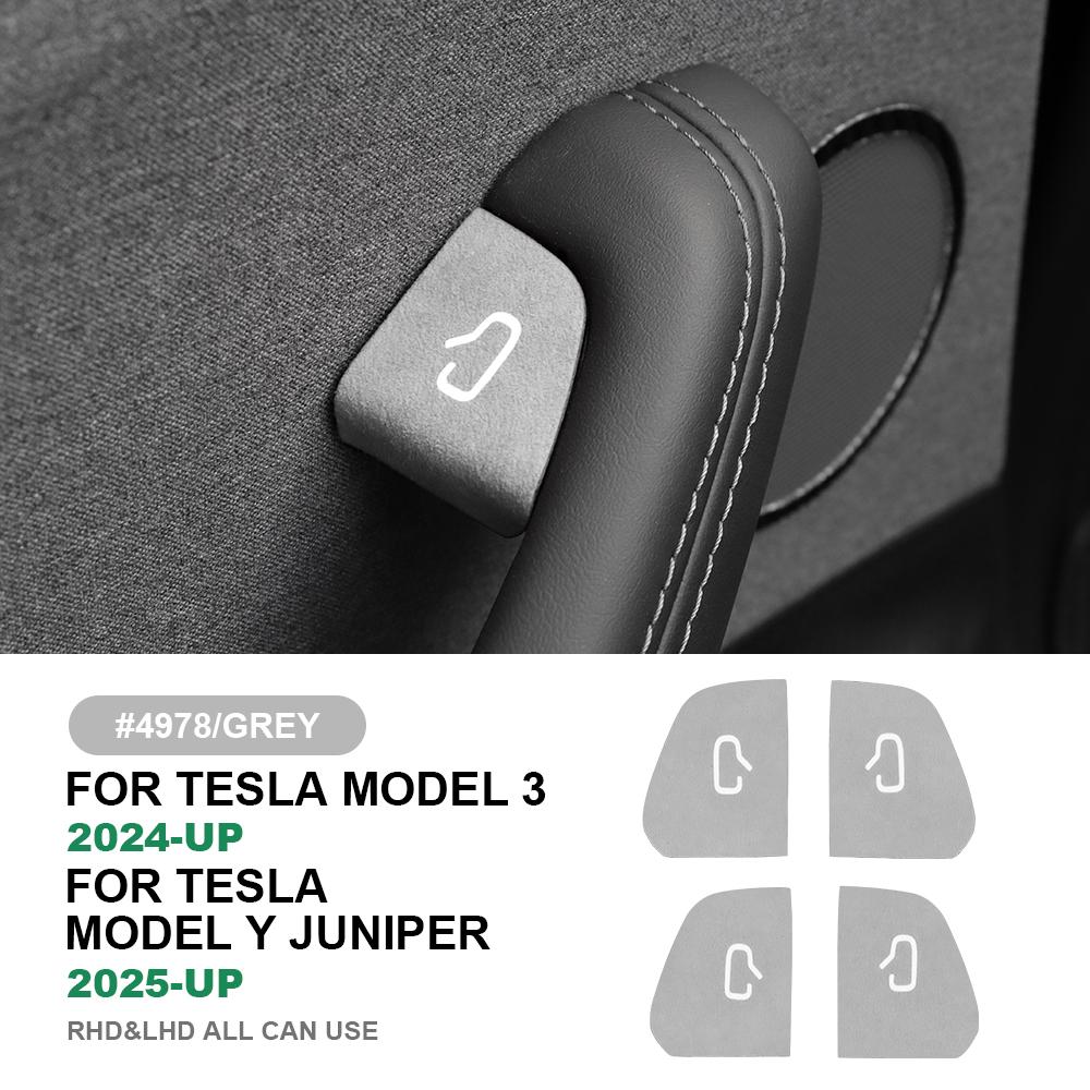 For Tesla Model Y 2025 2026 Italian Premium Suede Juniper Model 3 Highland 2024 2025 2026 Door Switch Patch Trim Sticker