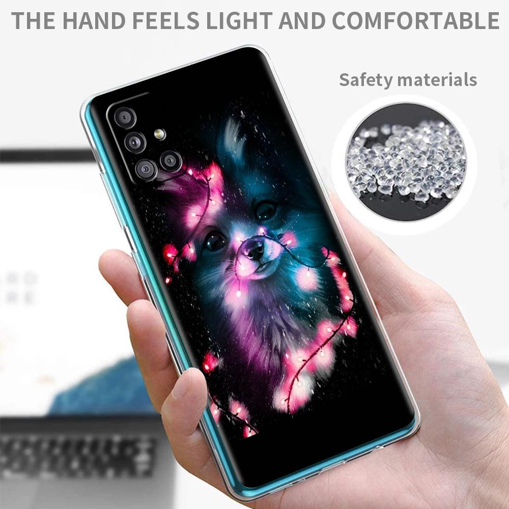 Cute cartoon animal fox Phone Case For Samsung Galaxy A51 A71 A21S A12 A11 A31 A41 A52 A32 5G A72 A01 A50 A70 Soft Clear Cover