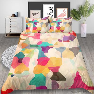 Equal Quilt Cover Pillowcase Three-Piece Set Polyester Geometric Pattern 3D Digital Printing