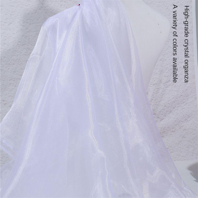 Water Light Crystal Organza Fabric Shiny By The Meter for Clothes Wedding Dress Children's Clothing Sewing Cloth Smooth White