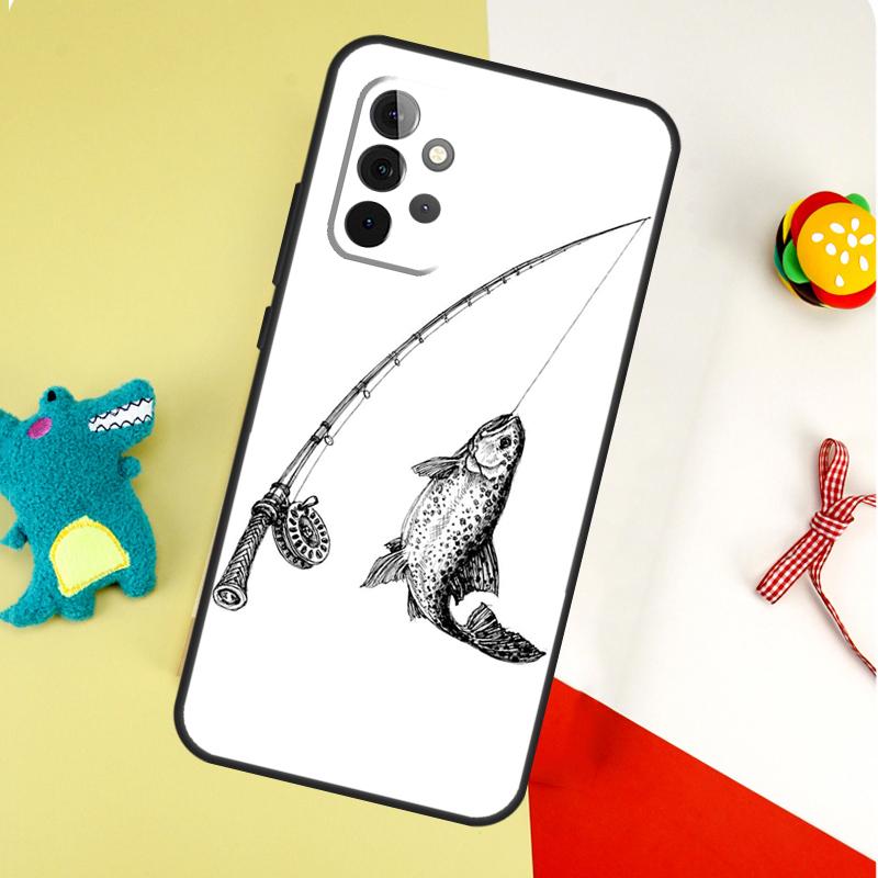 Carp Fish Fishing Rod For Samsung Galaxy A55 A35 A15 A54 A34 A14 A53 A33 A13 A05 A06 A16 A22 A32 A52 Phone Case