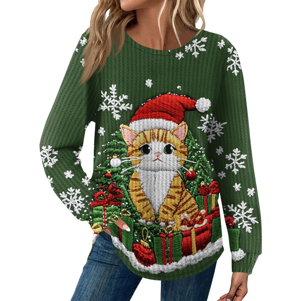 Dámská móda Dlouhý rukáv Vánoční Volný Dlouhý rukáv Kulatý výstřih Ležérní Top