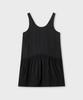 Plack Woman Summer Sleeveless Shirred Dress Black