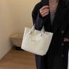 Solid Color Canvas Tote Bag Large Capacity Cloth Shoulder Bag Casual Shopping Handbag  Men