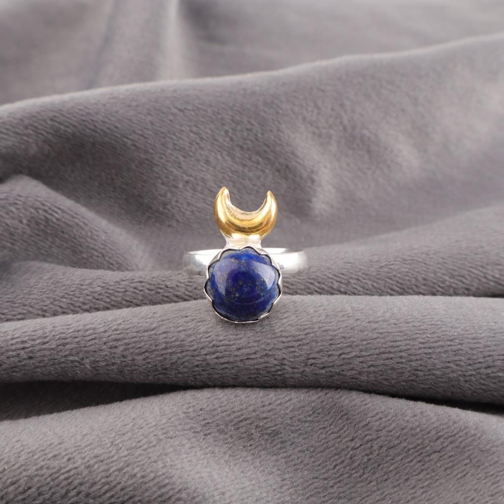Natural Lapis Lazuli Gemstone 925 Sterling Silver Jewelry Handmade Wedding Ring RR-58-28