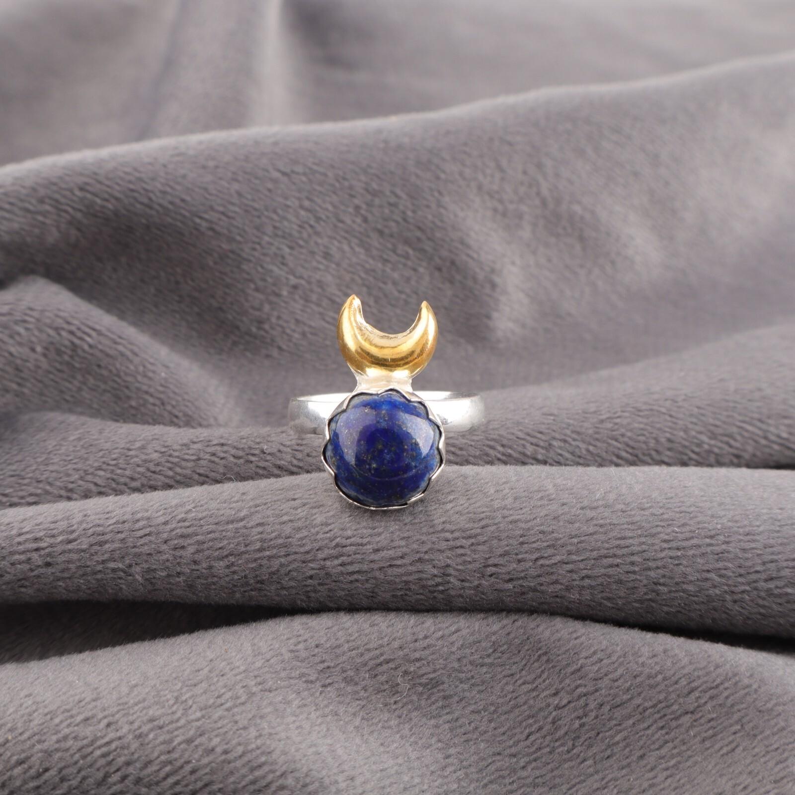 

Натуральный Лазурит Драгоценный Камень 925 Стерлинговое Серебро Ювелирные Изделия Ручной Работы Обручальное Кольцо RR-58-28 4