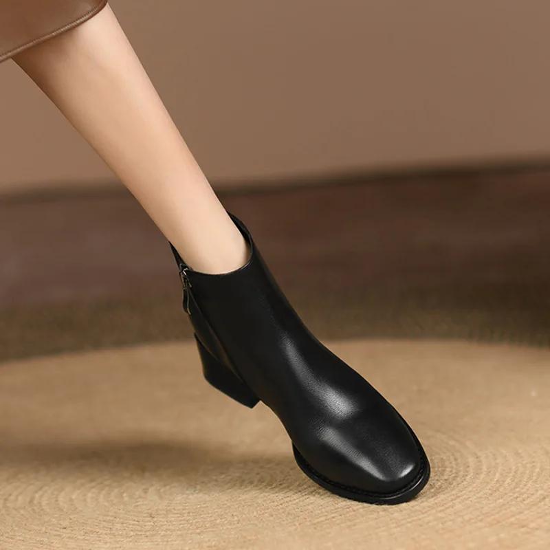 Fashion Women Ankle Boots Thick Heels Short Boot Fashion Winter Shoes Women 2025 Autumn Daily Office Lady Footwear