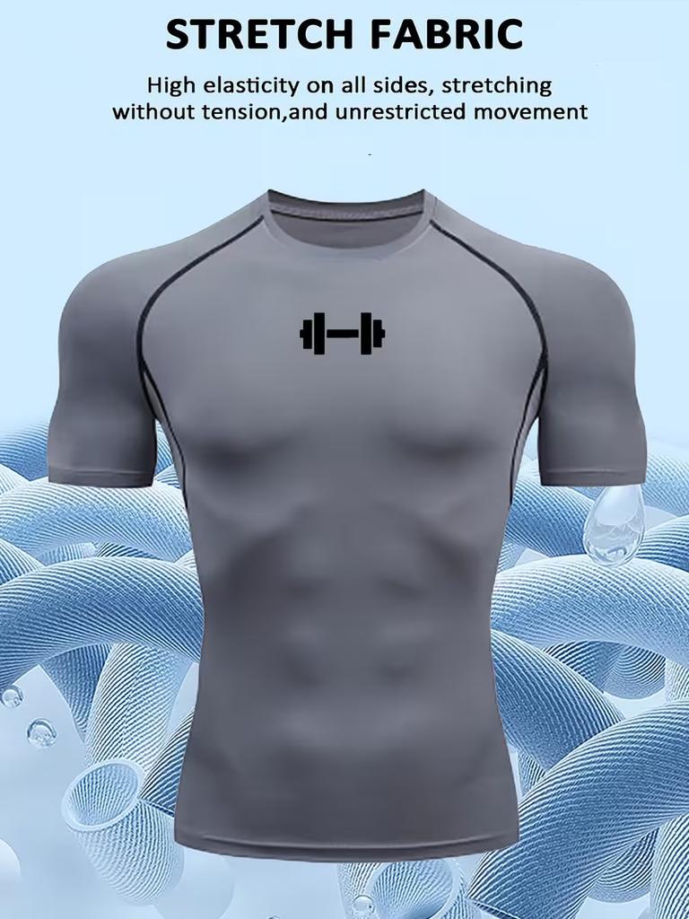 Tights T-shirt Men's Fitness Short Sleeves, High Elastic Training Clothes, Elastic Quick-drying Breathable Undershirt