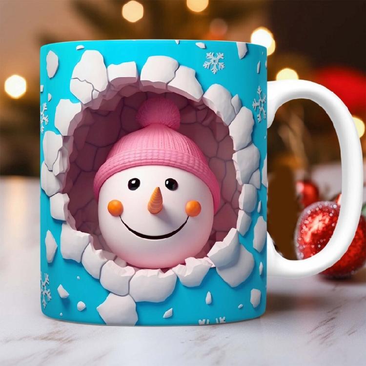 Festival Snowman Themed Ceramic Mugs Christmas Kitchenwares For Coffee Teas Dishwasher Friendly Homes Use