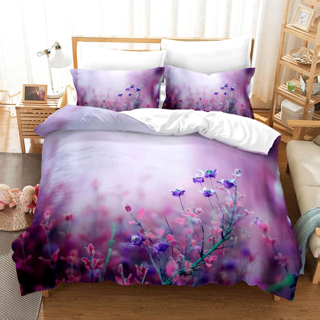 3pcs Bedding Set Red Rose Flowers Print Duvet Cover Set Single Double King Size Bed Set for Adult Home Bedroom with Pillow Case