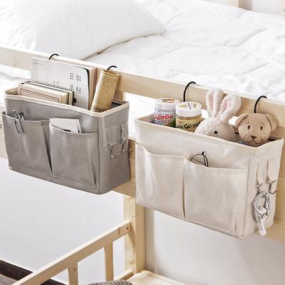 Canvas Bedside Hanging Organizer Bag School Bedside Magazine Storage Pouch Phone Holder Bag Home Organizer With Hook Pocket
