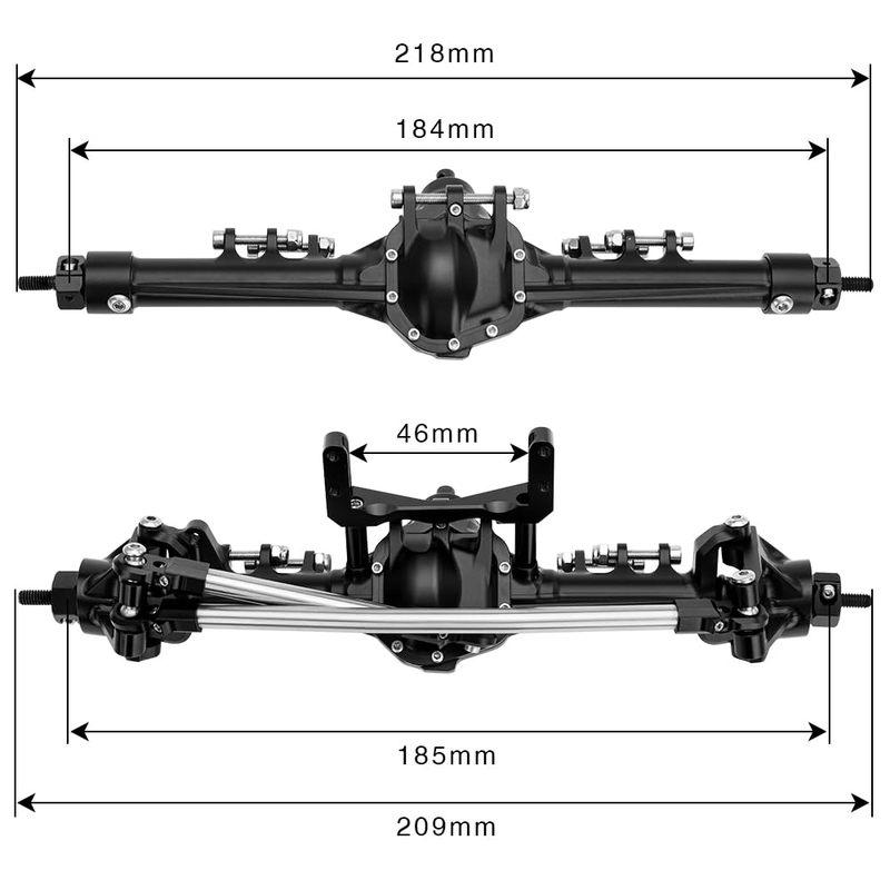 GLOBACT Aluminum Front & Rear Axles Set for 1/10 Axial SCX10 I II RC Crawler Car Upgrade Accessories