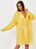 Women Loose Fit Beach Cover Up Long Sleeve Pullover Tunic Lightweight Button Down Swimsuit Top for Vacation Sun Protection
