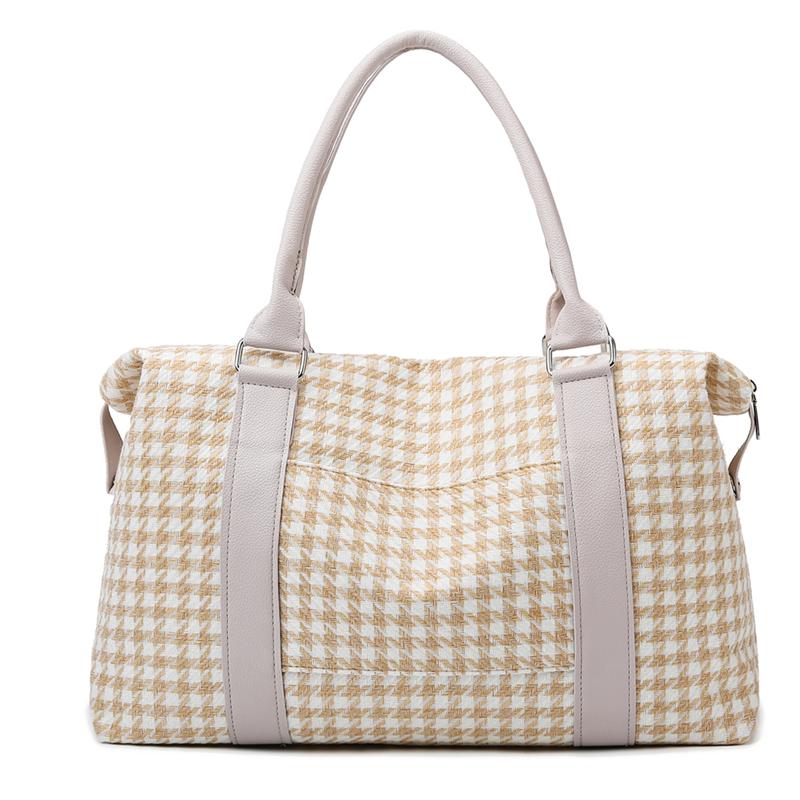 

Большая вместительная сумка для багажа, холщовая спортивная сумка, легкая сумка для хранения в клетку «гусиная лапка» хаки