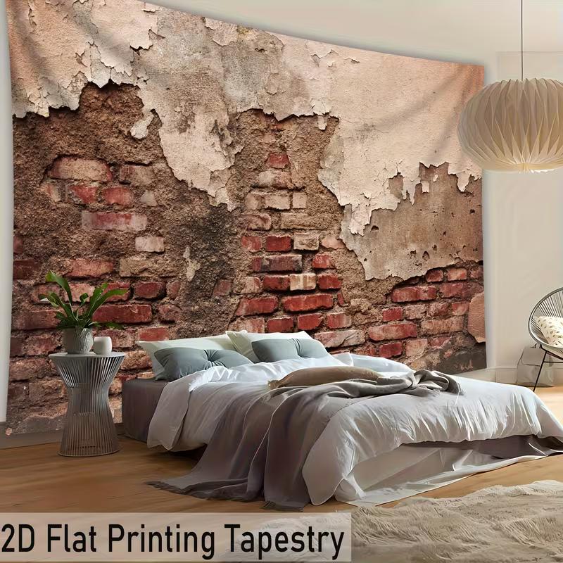 Weathered Brick Wall Tapestry Vintage Industrial Home & Room Decor