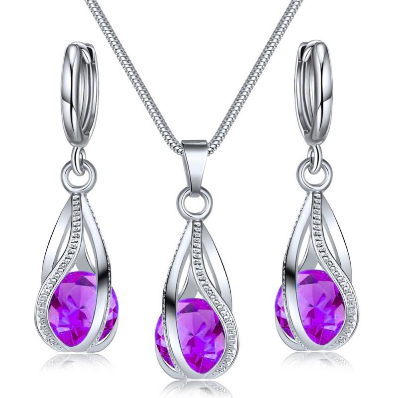 Chic Melody Pendant Necklace & Earrings Set - Glittering Zircon Crystal Jewelry for Women