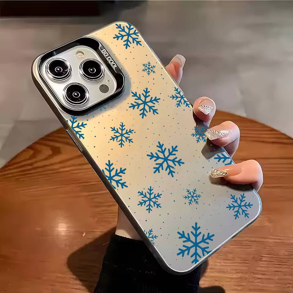 

Зимний чехол-снежинка для iPhone 17, 16, 15, 14, 13, 12, 11, Pro Max, Plus. Конфетный серебристый чехол iPhone15