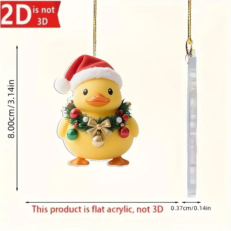 

1 шт. Милая желтая уточка Рождественское украшение - Украшение в шапке Санты, Подвеска на елку для дома, офиса и вечеринки, Рождественский декор
