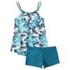 Women's Two Piece Swimsuit Tankini Set with Padded Bra Wireless Support Floral Print Swimwear Top and Bottoms